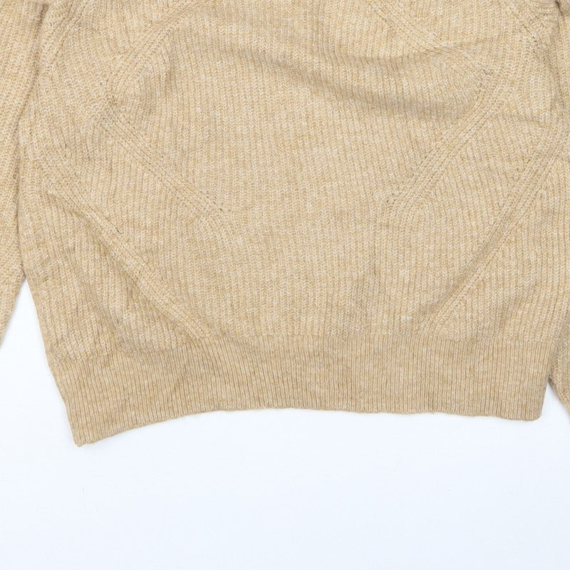 Marks & Spencer Women Beige M Chunky Knit Crew Neck Jumper