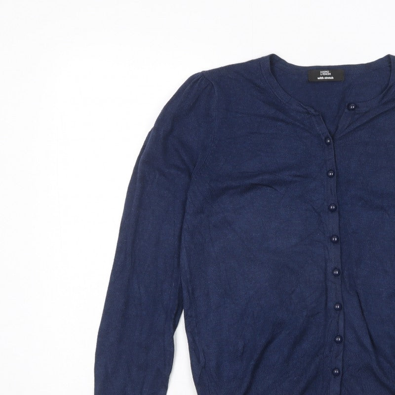Marks and Spencer Women’s Blue Size M Button Front Cardigan Stretch Knit
