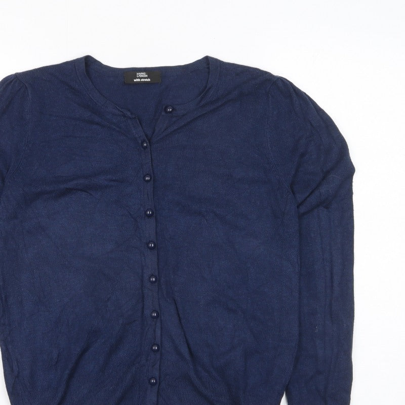 Marks and Spencer Women’s Blue Size M Button Front Cardigan Stretch Knit