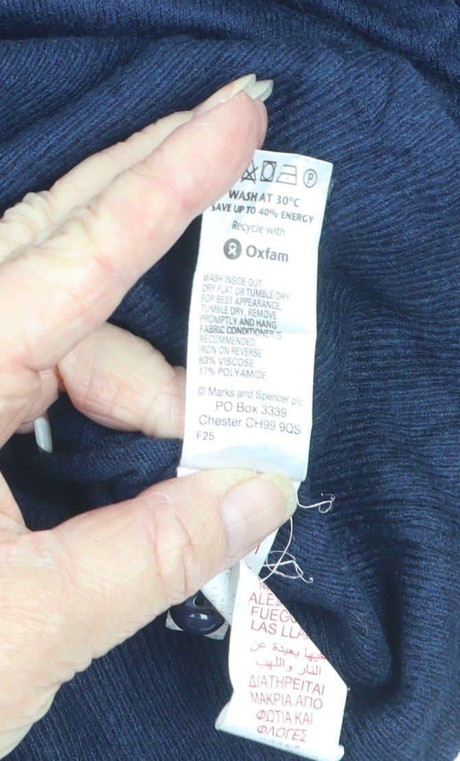 Marks and Spencer Women’s Blue Size M Button Front Cardigan Stretch Knit