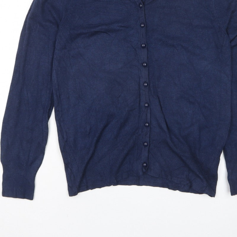 Marks and Spencer Women’s Blue Size M Button Front Cardigan Stretch Knit