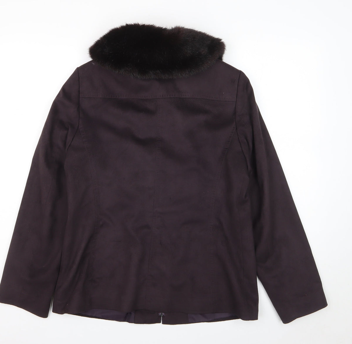 Marks & Spencer Women Black Fur Trim Zip Jacket Coat Size 14