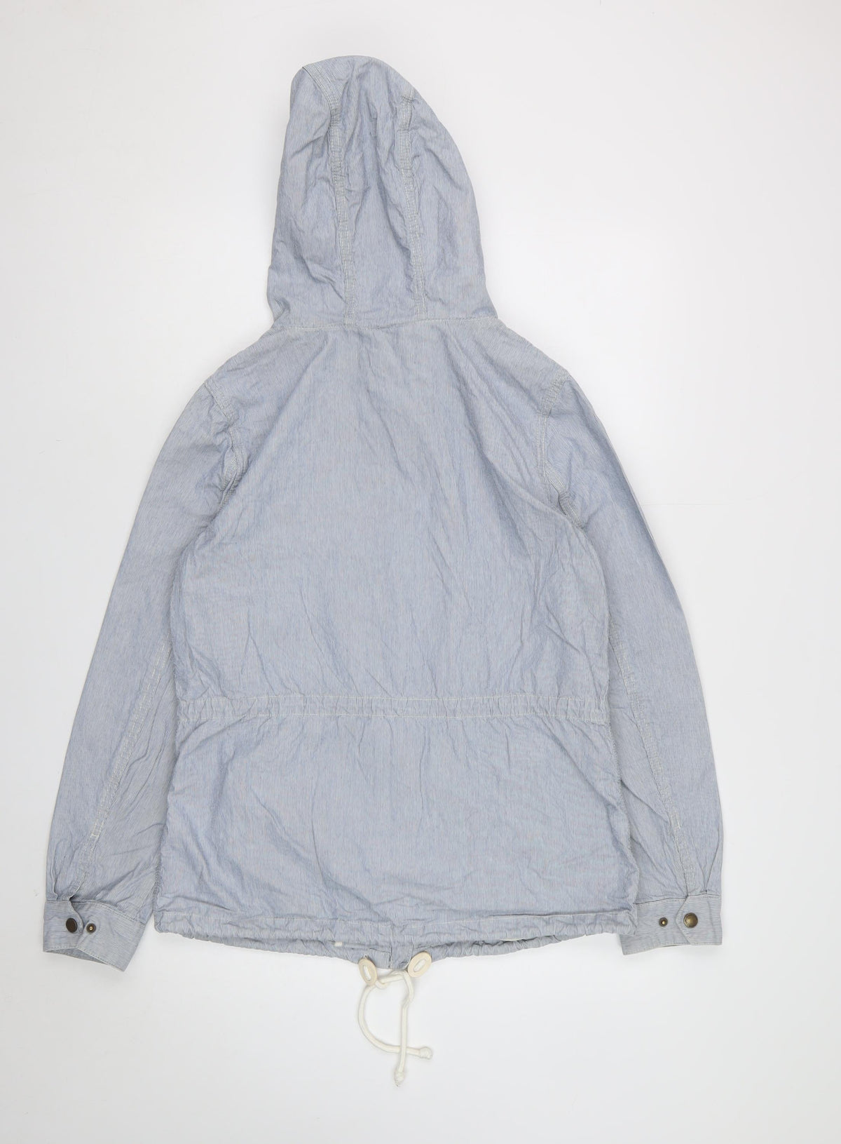 L.O.G.G. Womens Blue Stripe Hooded Zip Jacket UK 10 Cotton Casual