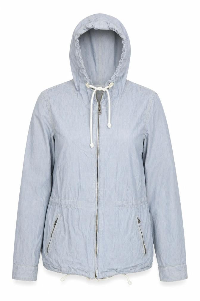 L.O.G.G. Womens Blue Stripe Hooded Zip Jacket UK 10 Cotton Casual