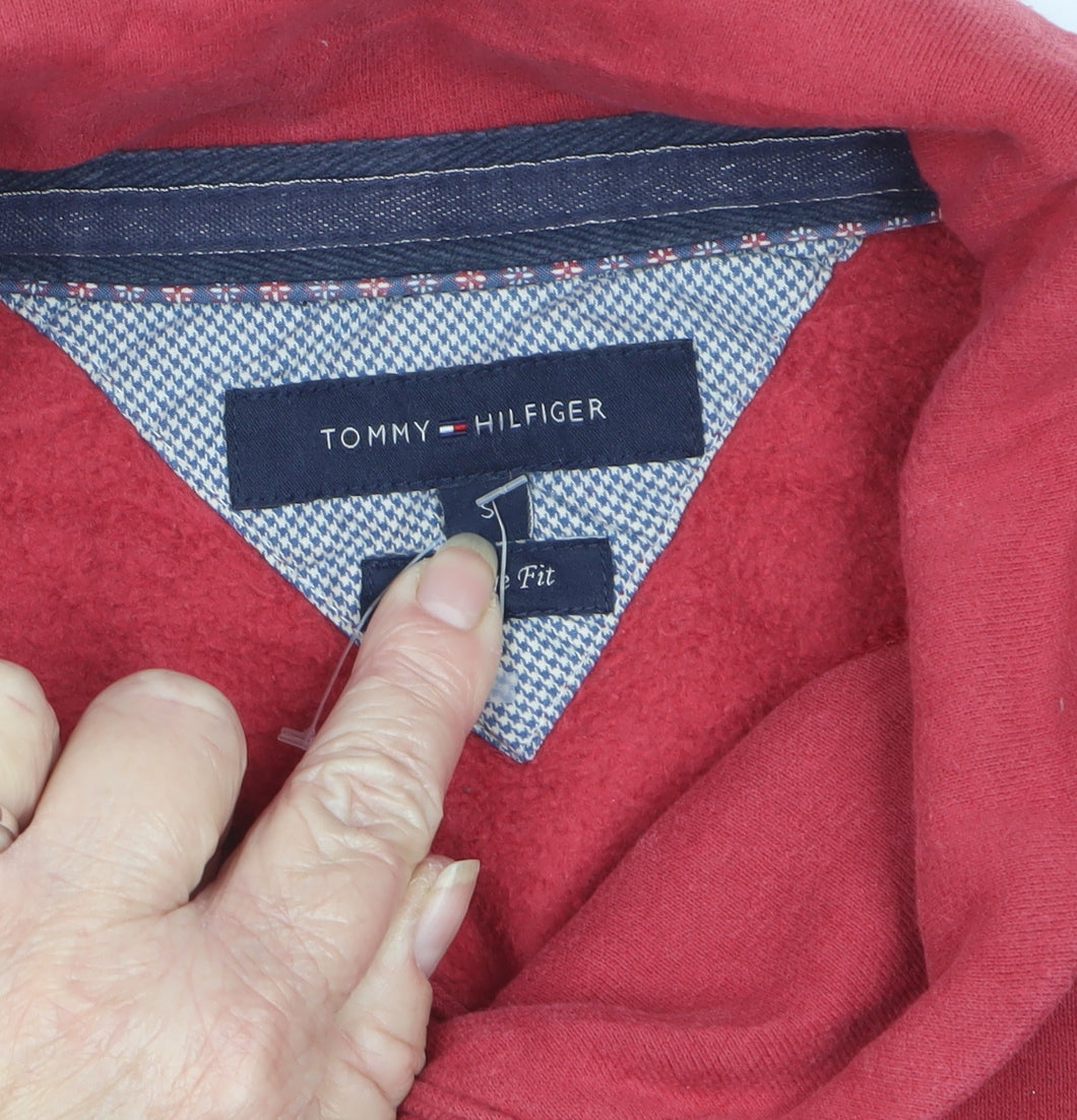Tommy Hilfiger Men Red S Vintage Fit Toggle Hoodie Fleece Logo