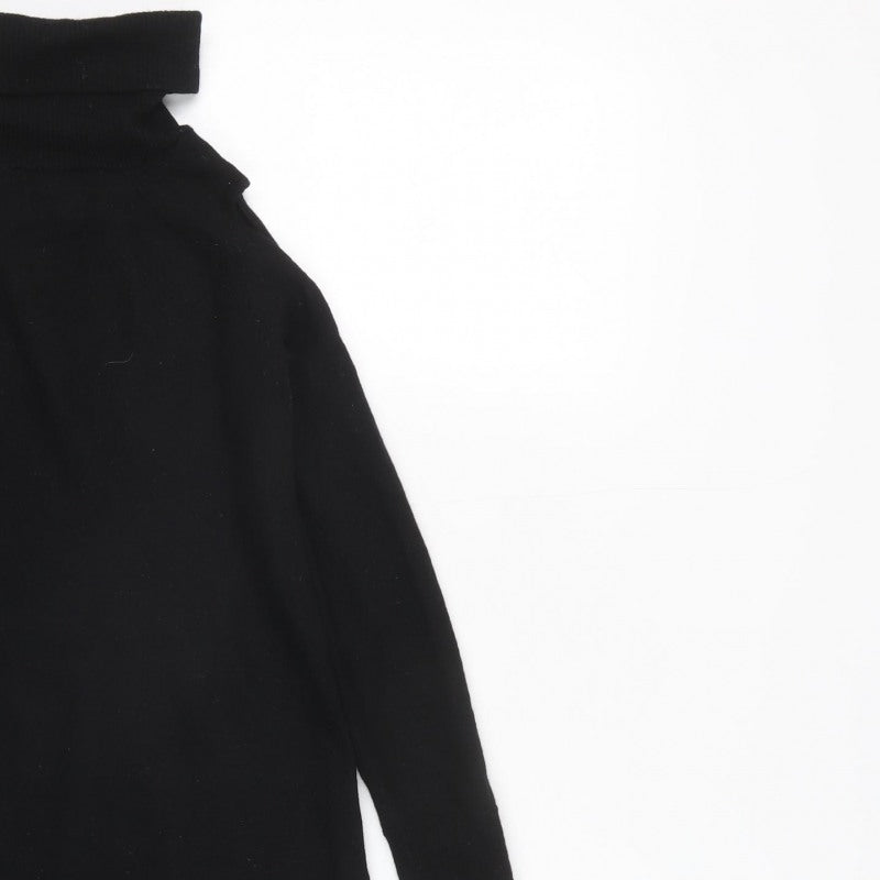 Massimo Dutti Women Black Size 12 Roll Neck Knit Tunic Jumper