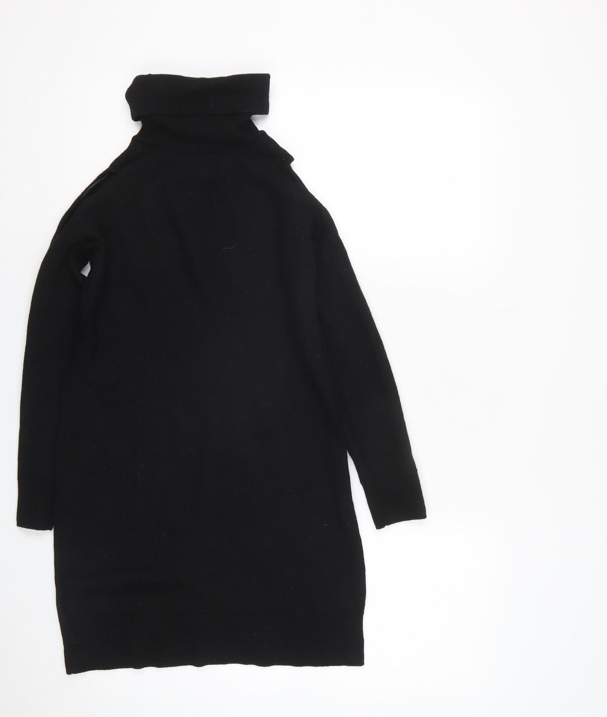 Massimo Dutti Women Black Size 12 Roll Neck Knit Tunic Jumper
