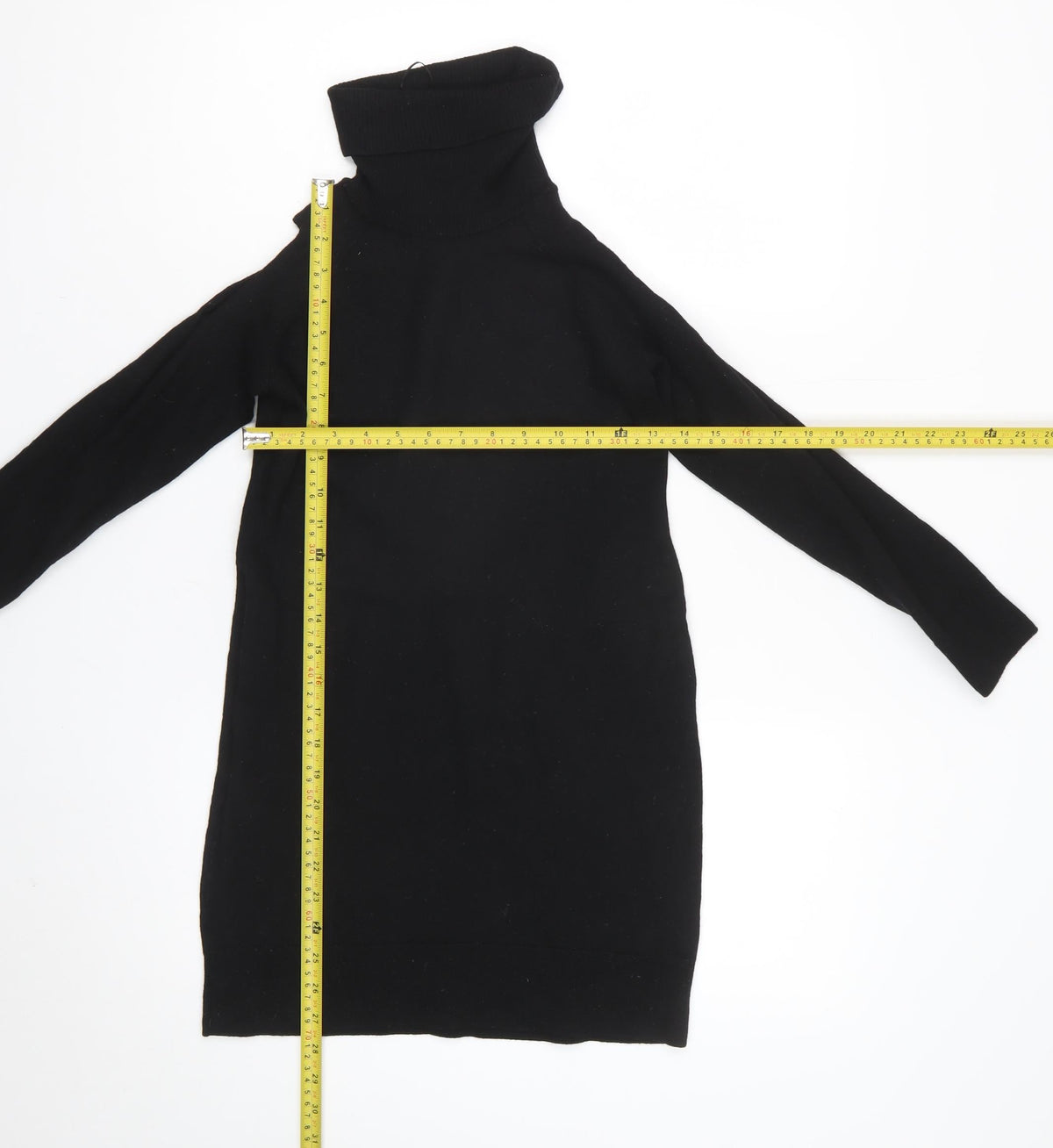Massimo Dutti Women Black Size 12 Roll Neck Knit Tunic Jumper