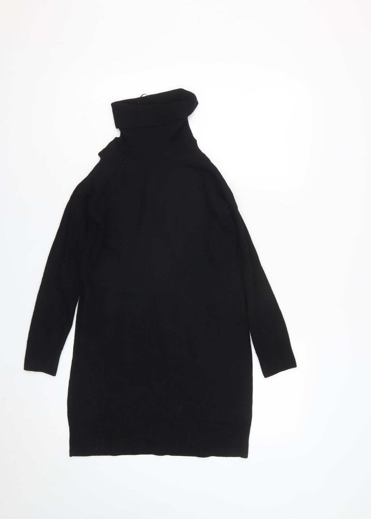 Massimo Dutti Women Black Size 12 Roll Neck Knit Tunic Jumper