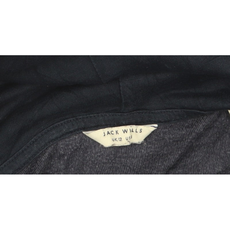 Jack Wills Women’s Blue Velour Pullover Hoodie UK 12 Long Sleeve