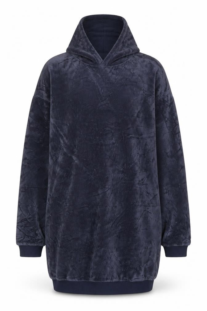 Jack Wills Women’s Blue Velour Pullover Hoodie UK 12 Long Sleeve
