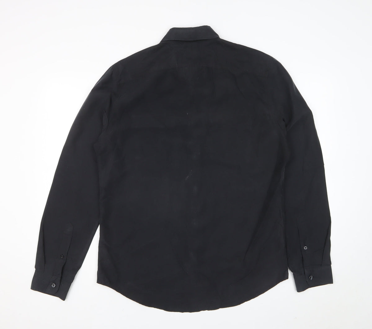 Next Men's Black M Modal Blend Button-Down Long Sleeve Pocket Shirt