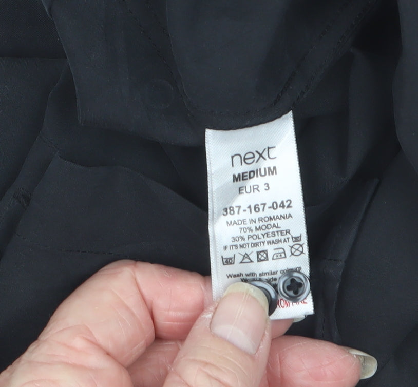 Next Men's Black M Modal Blend Button-Down Long Sleeve Pocket Shirt