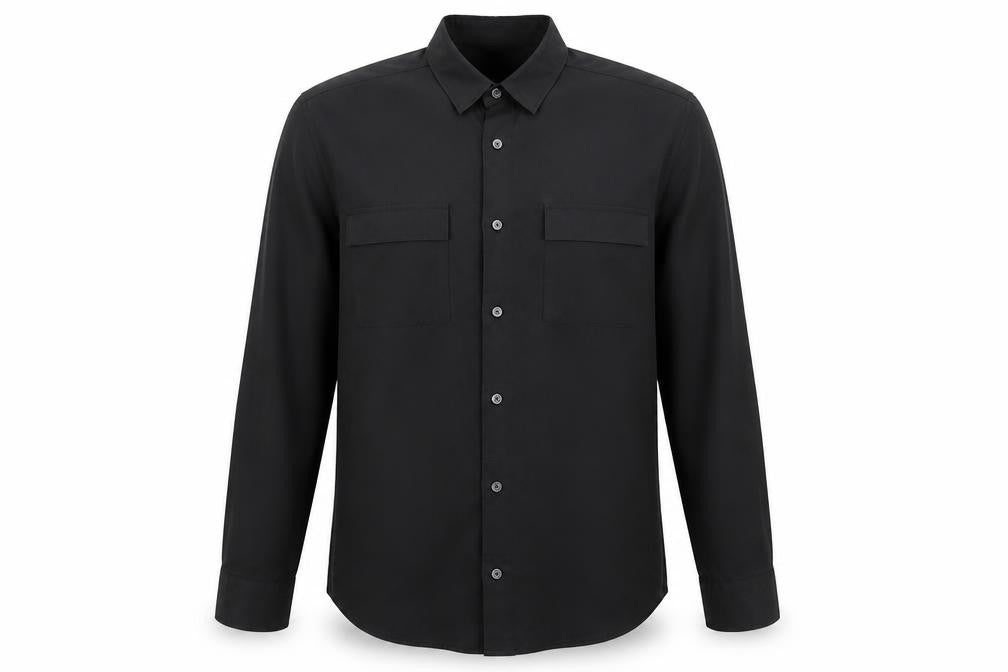 Next Men's Black M Modal Blend Button-Down Long Sleeve Pocket Shirt