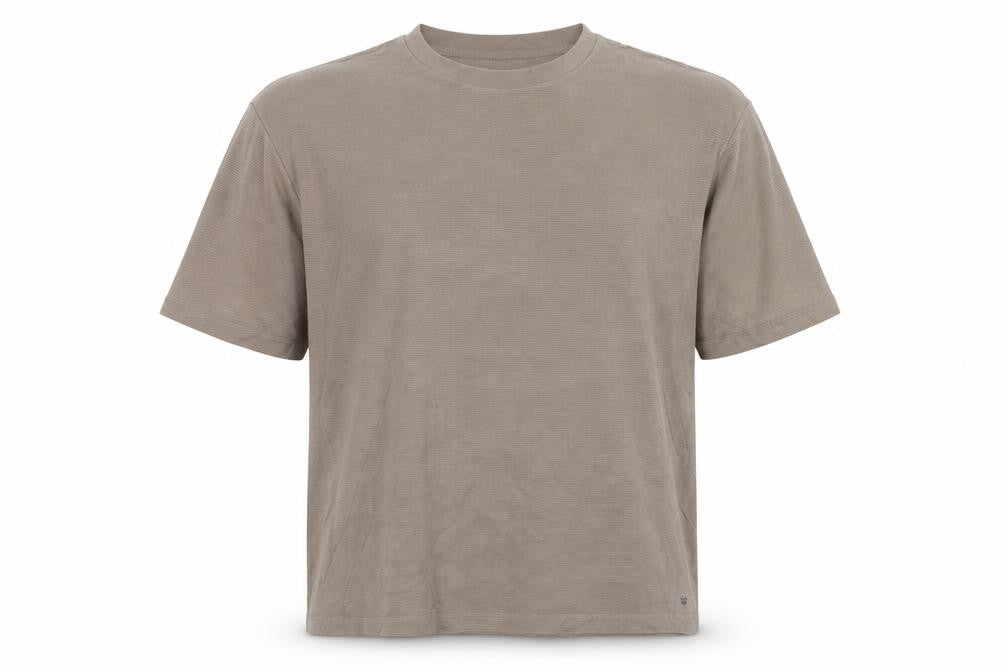 Next Men Beige L Relaxed Fit Ribbed Stripe Crew Neck T-Shirt
