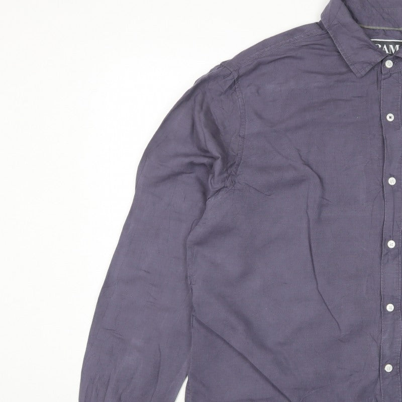 BAM Men's Blue XL Linen Bamboo Long Sleeve Button-Up Shirt