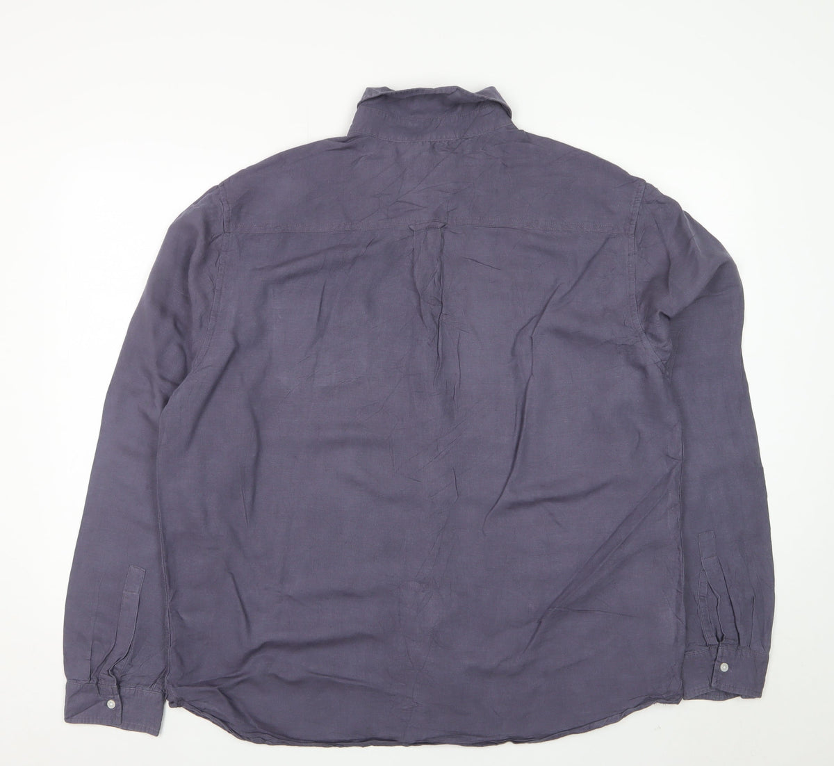 BAM Men's Blue XL Linen Bamboo Long Sleeve Button-Up Shirt