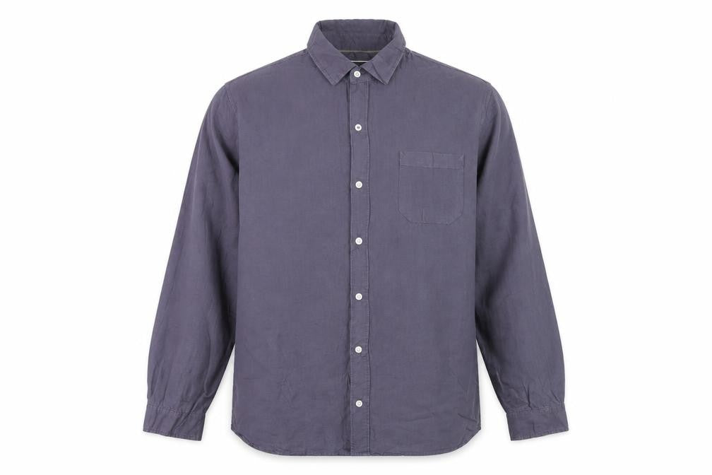 BAM Men's Blue XL Linen Bamboo Long Sleeve Button-Up Shirt