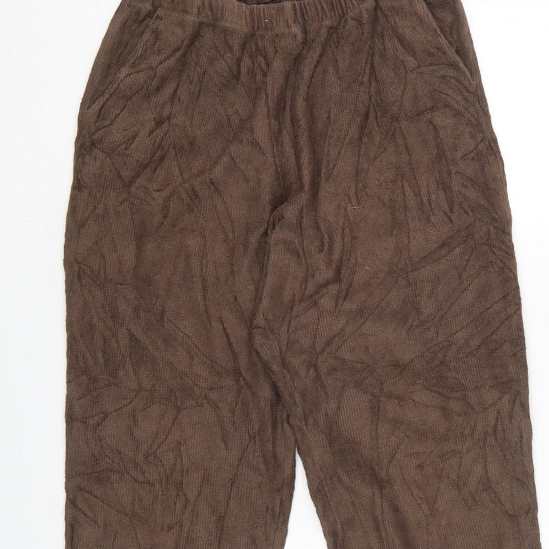 Lands' End Women Brown Corduroy Jogger Trousers UK 10-12 Elastic Waist
