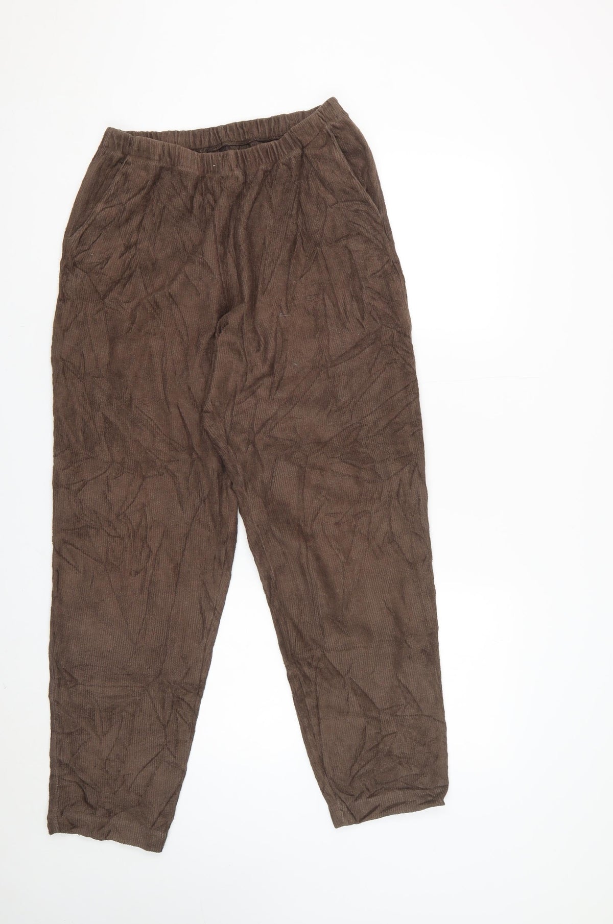 Lands' End Women Brown Corduroy Jogger Trousers UK 10-12 Elastic Waist