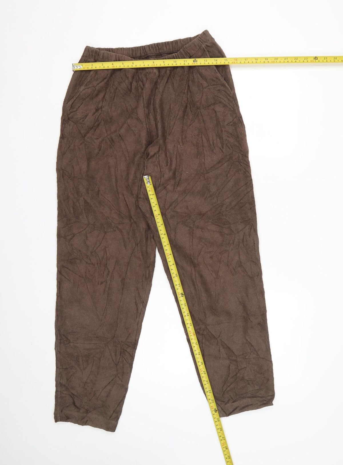 Lands' End Women Brown Corduroy Jogger Trousers UK 10-12 Elastic Waist