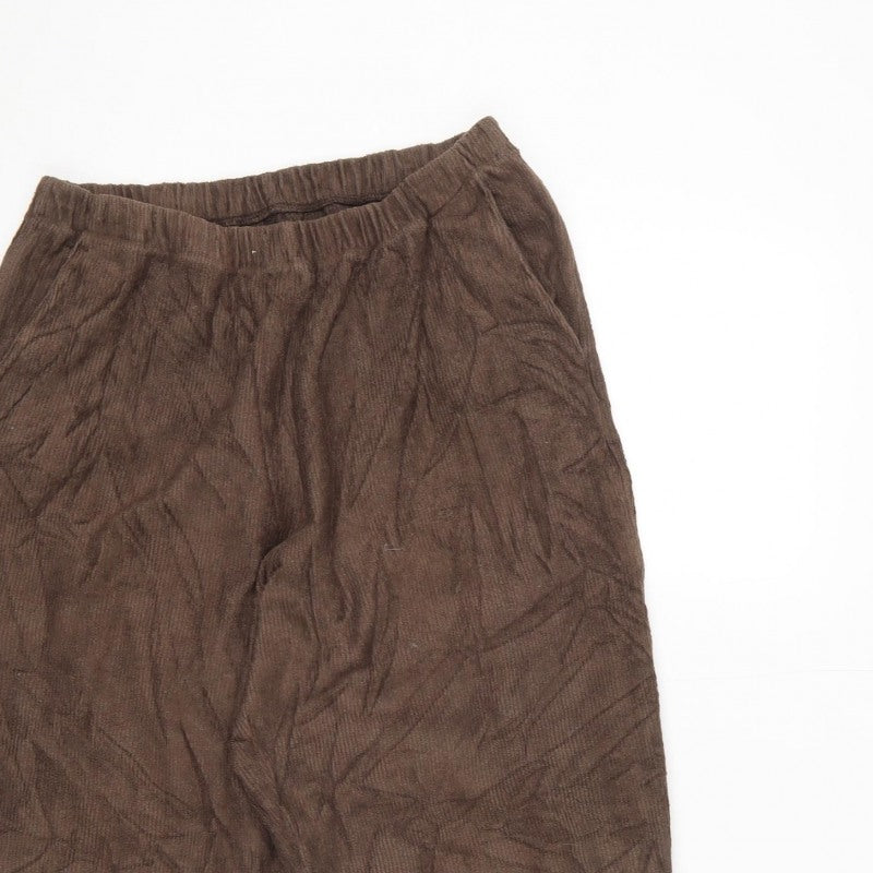 Lands' End Women Brown Corduroy Jogger Trousers UK 10-12 Elastic Waist