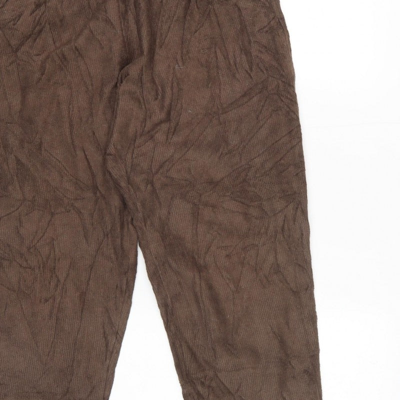 Lands' End Women Brown Corduroy Jogger Trousers UK 10-12 Elastic Waist