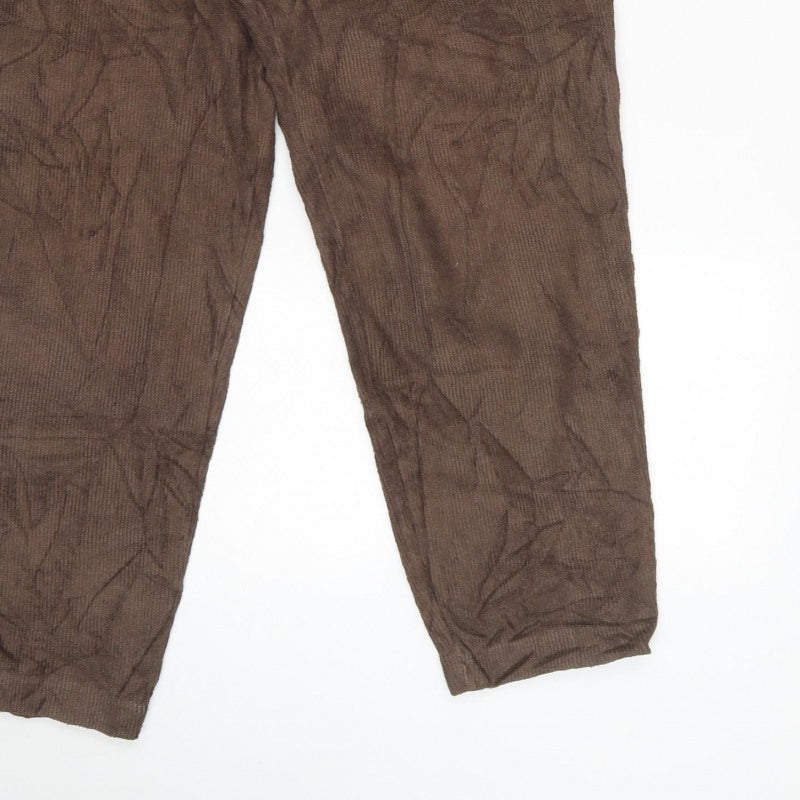 Lands' End Women Brown Corduroy Jogger Trousers UK 10-12 Elastic Waist