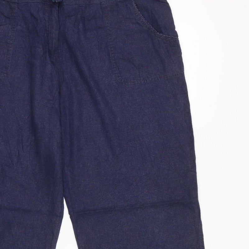 Spirit at M&Co Women’s Blue Linen Blend Wide Leg Trousers Size 20