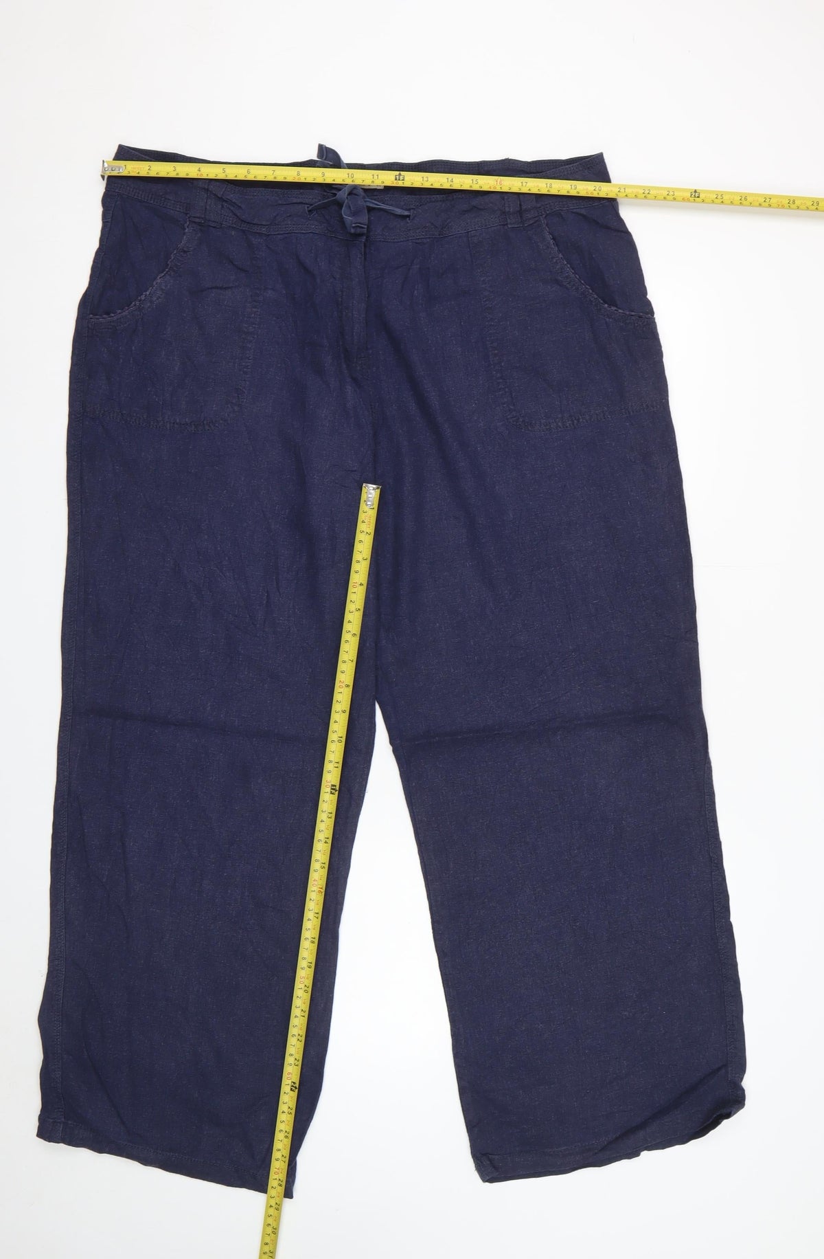 Spirit at M&Co Women’s Blue Linen Blend Wide Leg Trousers Size 20