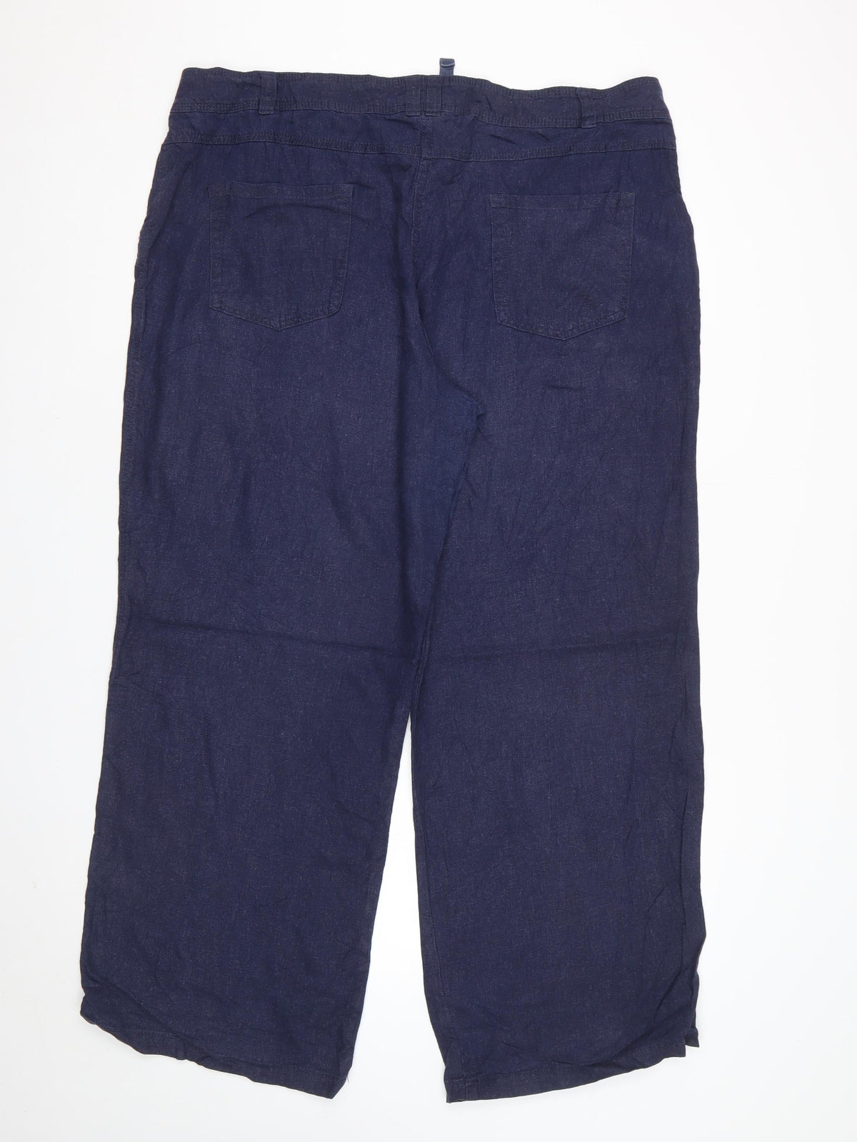Spirit at M&Co Women’s Blue Linen Blend Wide Leg Trousers Size 20