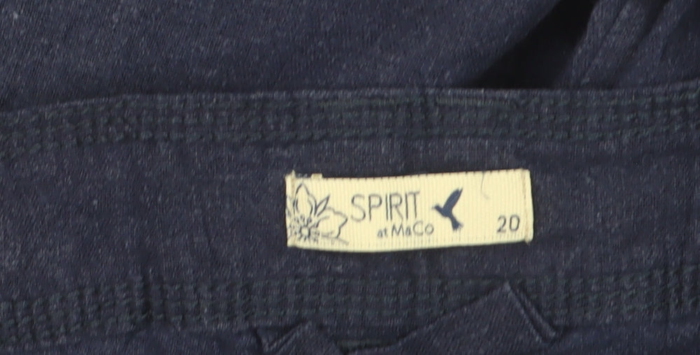 Spirit at M&Co Women’s Blue Linen Blend Wide Leg Trousers Size 20