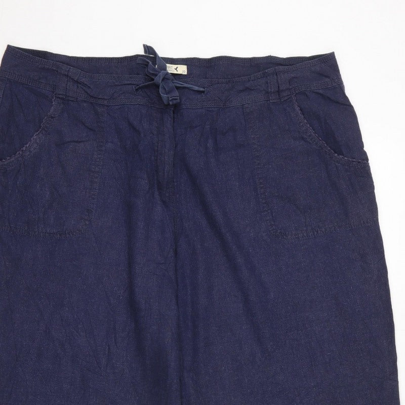 Spirit at M&Co Women’s Blue Linen Blend Wide Leg Trousers Size 20
