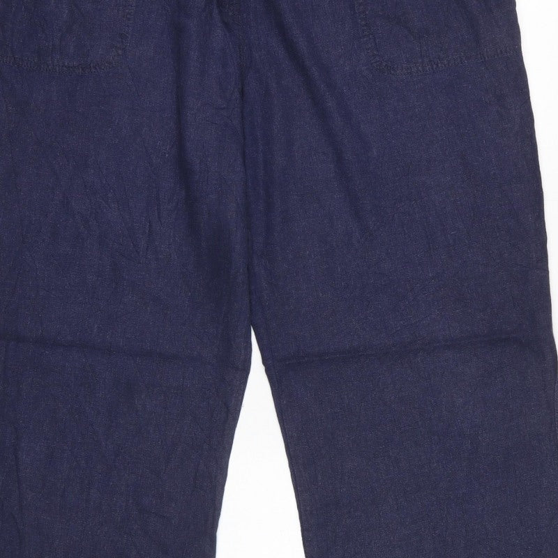 Spirit at M&Co Women’s Blue Linen Blend Wide Leg Trousers Size 20