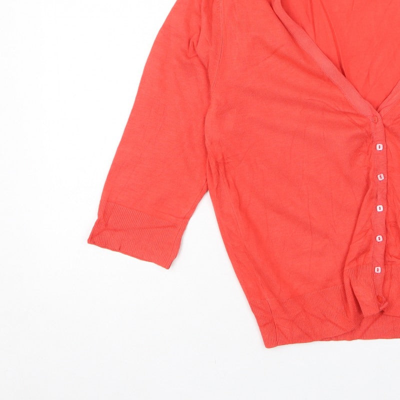 Phase Eight Women’s Coral Orange V-Neck Button Cardigan Size 12