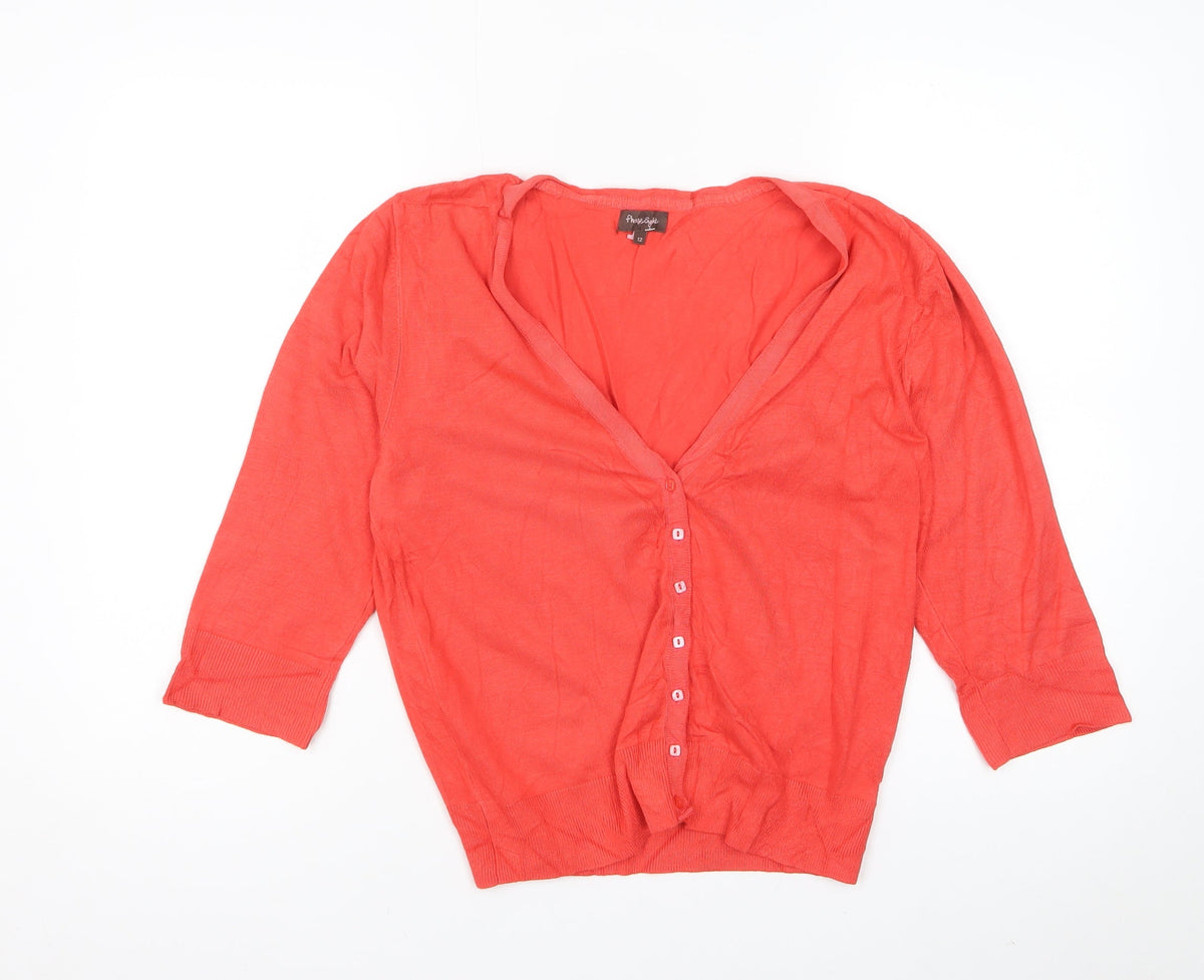 Phase Eight Women’s Coral Orange V-Neck Button Cardigan Size 12