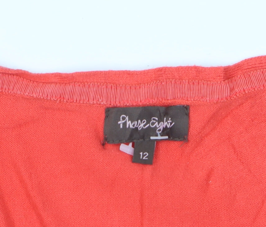 Phase Eight Women’s Coral Orange V-Neck Button Cardigan Size 12