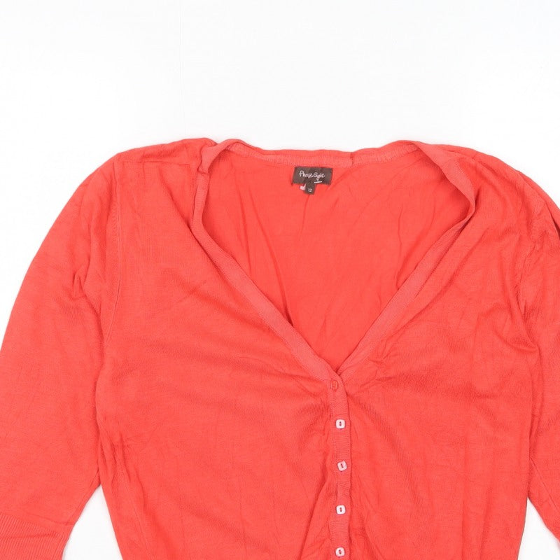 Phase Eight Women’s Coral Orange V-Neck Button Cardigan Size 12