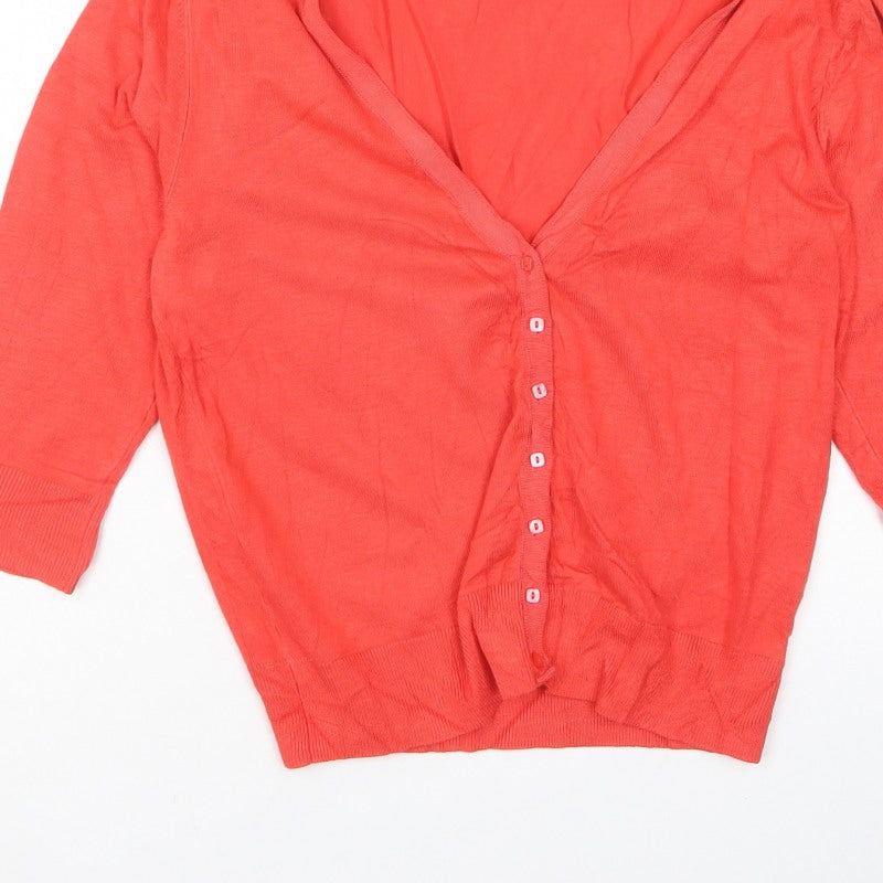 Phase Eight Women’s Coral Orange V-Neck Button Cardigan Size 12