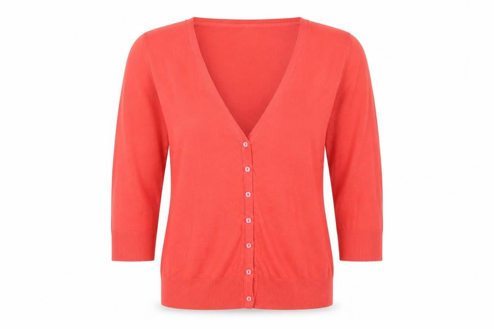 Phase Eight Women’s Coral Orange V-Neck Button Cardigan Size 12