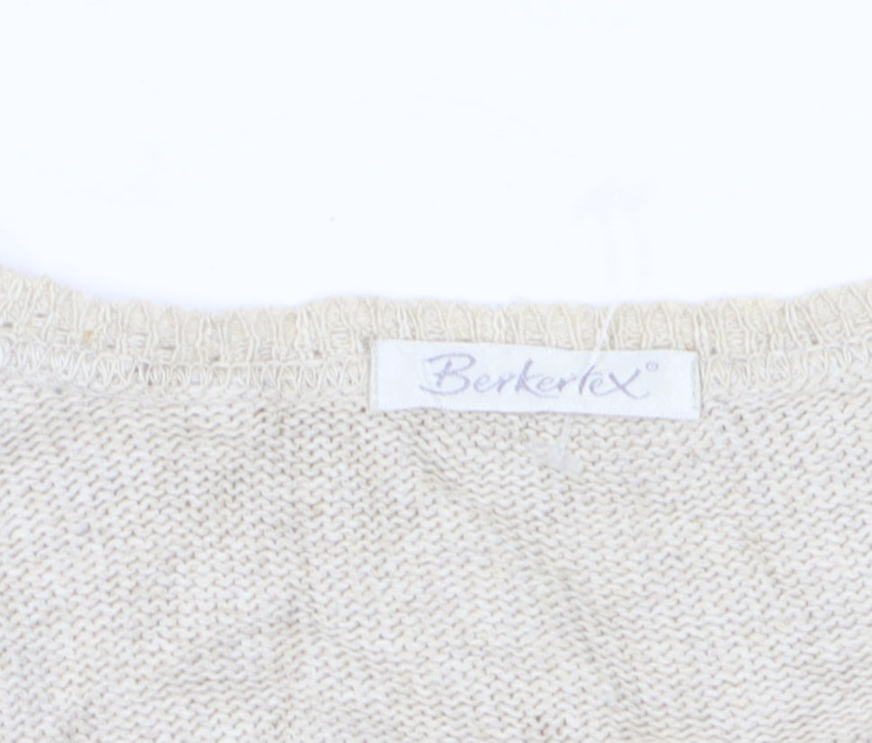 Berkertex Women Beige Open Knit Tie Cardigan Size 14-16 Boho
