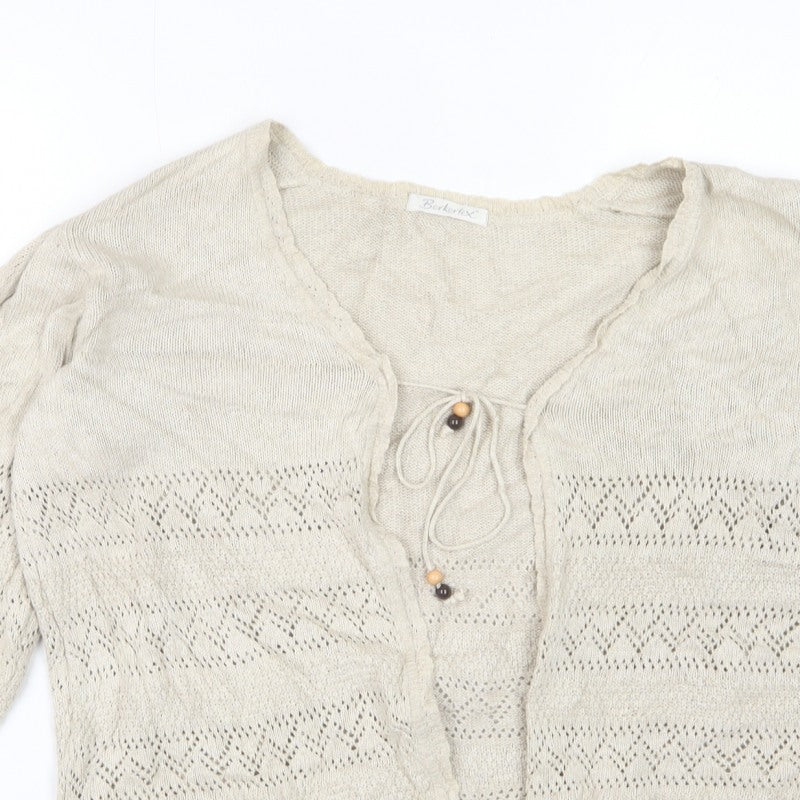 Berkertex Women Beige Open Knit Tie Cardigan Size 14-16 Boho