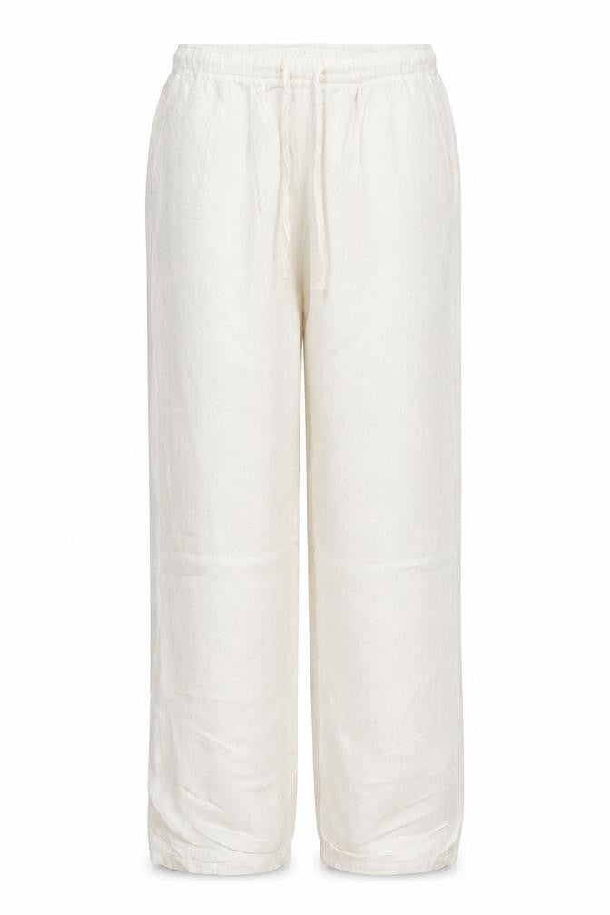 Stradivarius Women Ivory M Drawstring Straight Leg Trousers Pockets