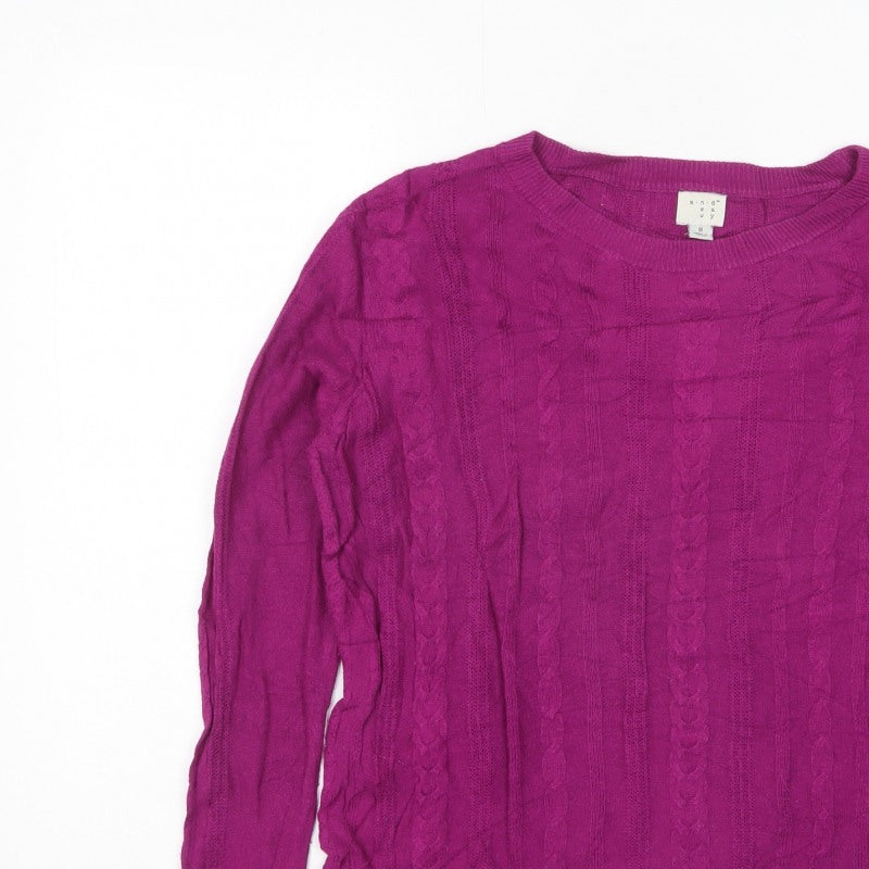 a.n.d Women’s Purple Cable Knit Crew Neck Jumper Size S