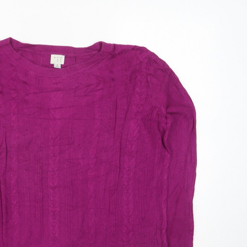 a.n.d Women’s Purple Cable Knit Crew Neck Jumper Size S