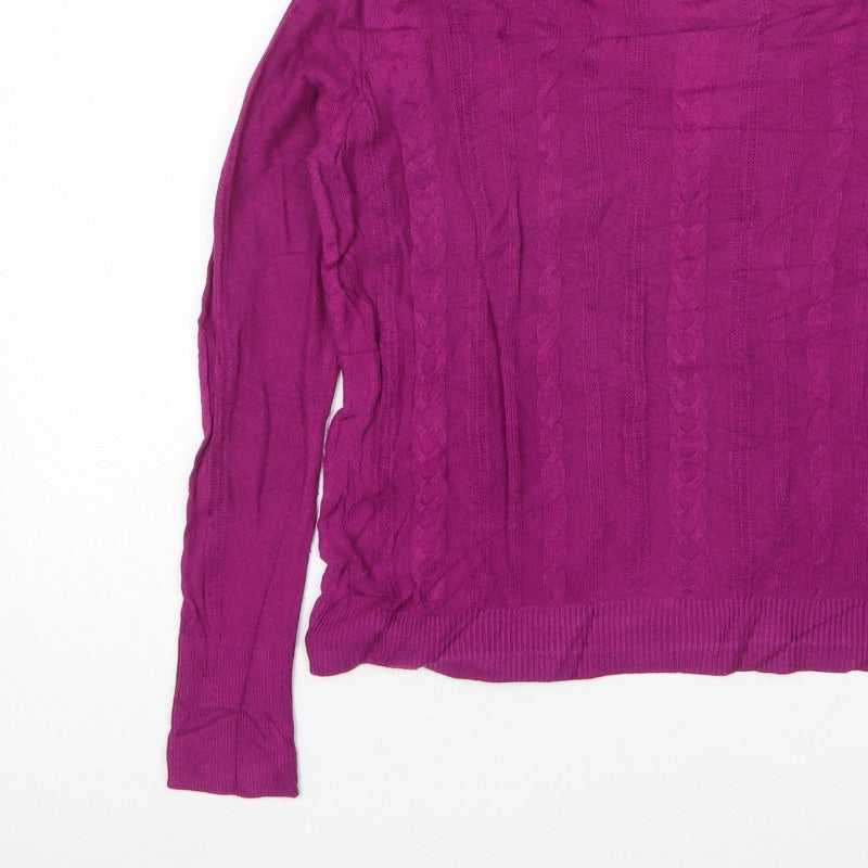 a.n.d Women’s Purple Cable Knit Crew Neck Jumper Size S