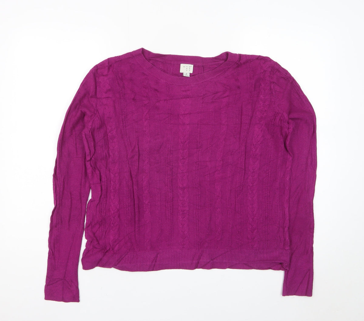 a.n.d Women’s Purple Cable Knit Crew Neck Jumper Size S