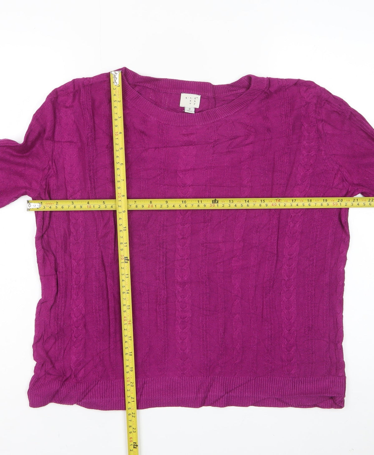 a.n.d Women’s Purple Cable Knit Crew Neck Jumper Size S