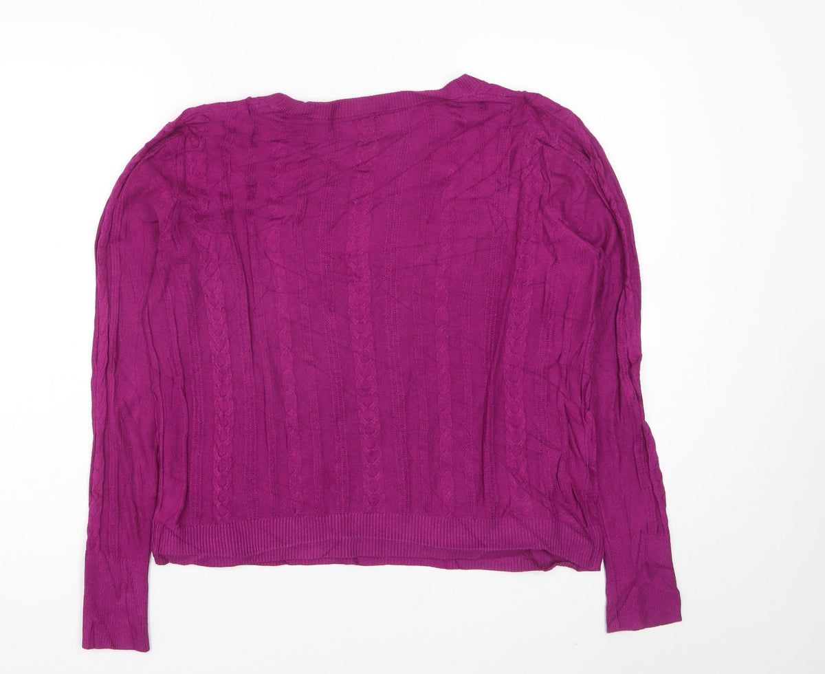a.n.d Women’s Purple Cable Knit Crew Neck Jumper Size S
