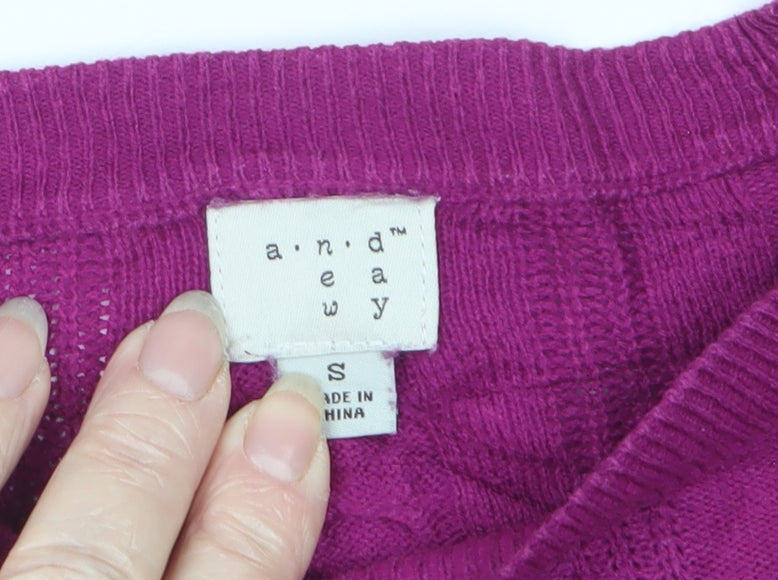 a.n.d Women’s Purple Cable Knit Crew Neck Jumper Size S